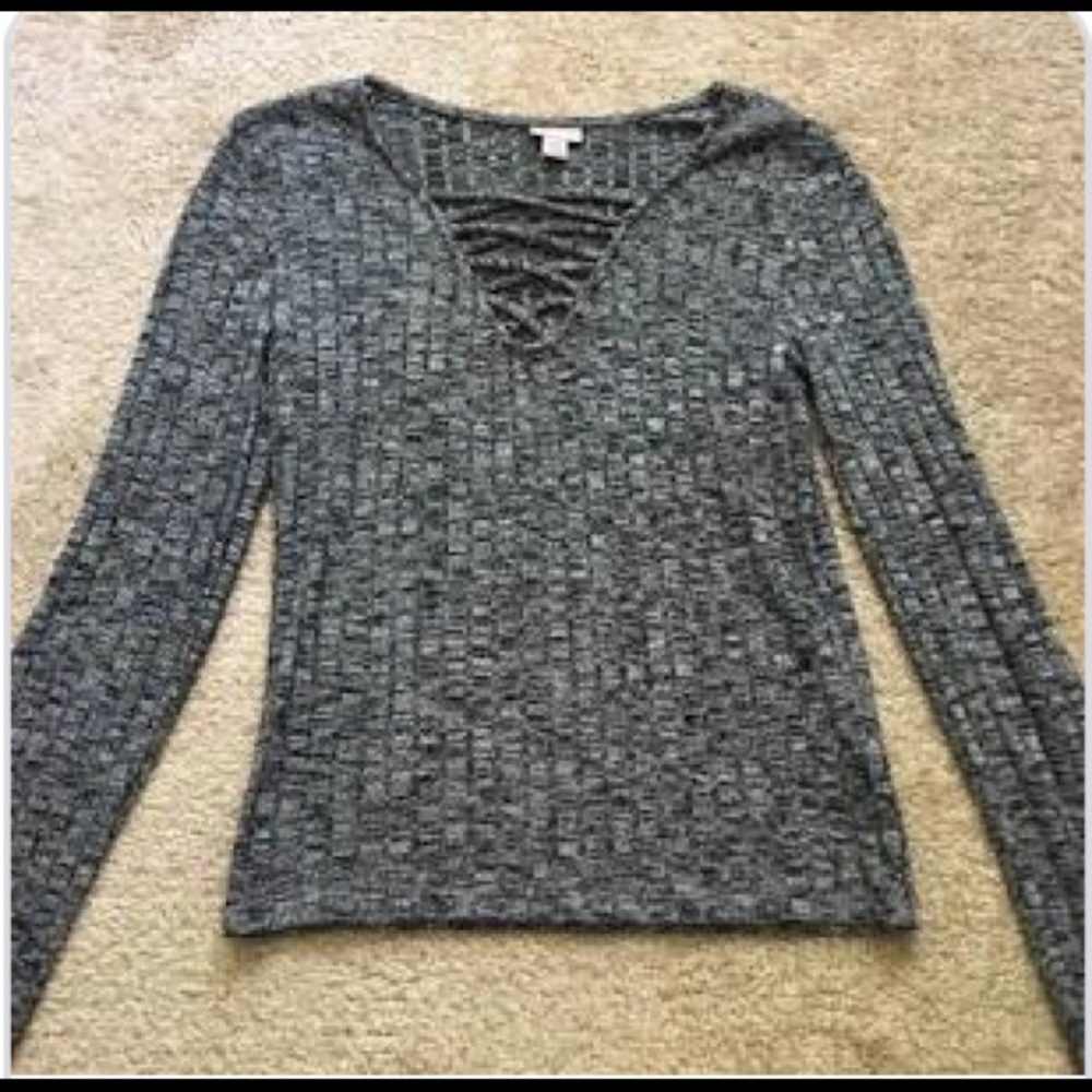Dark grey Aeropostale criss cross long sleeve